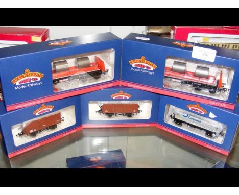 Five boxed Bachmann Wagons, including Steel Carrier Wagon 38-352 