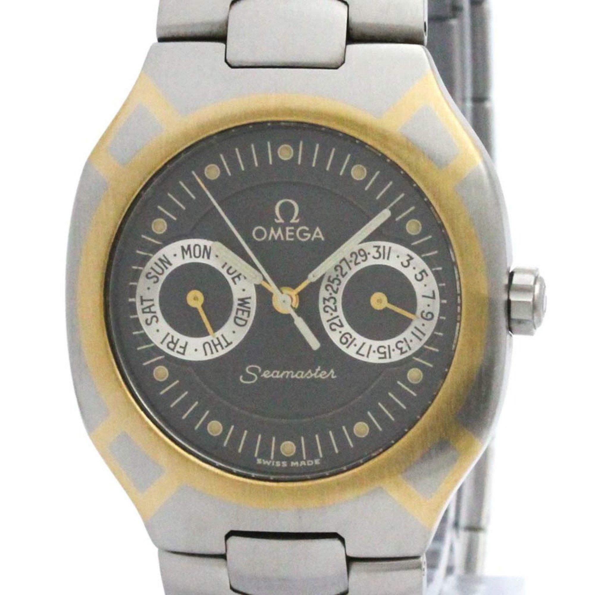 OMEGA Seamaster Polaris Day Date 18K Gold Steel Watch 396.1022 Polished
