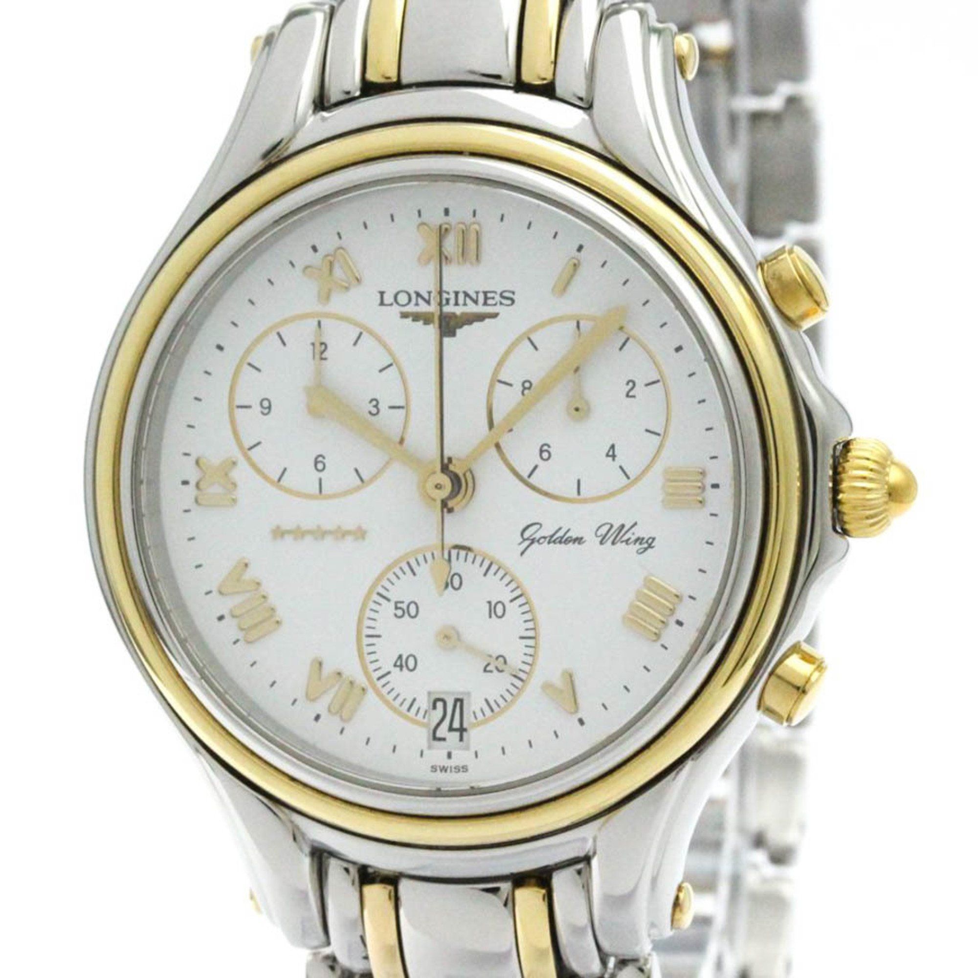 LONGINES Goldern Wing Chronograph Gold Plated Steel Watch L3.610.5