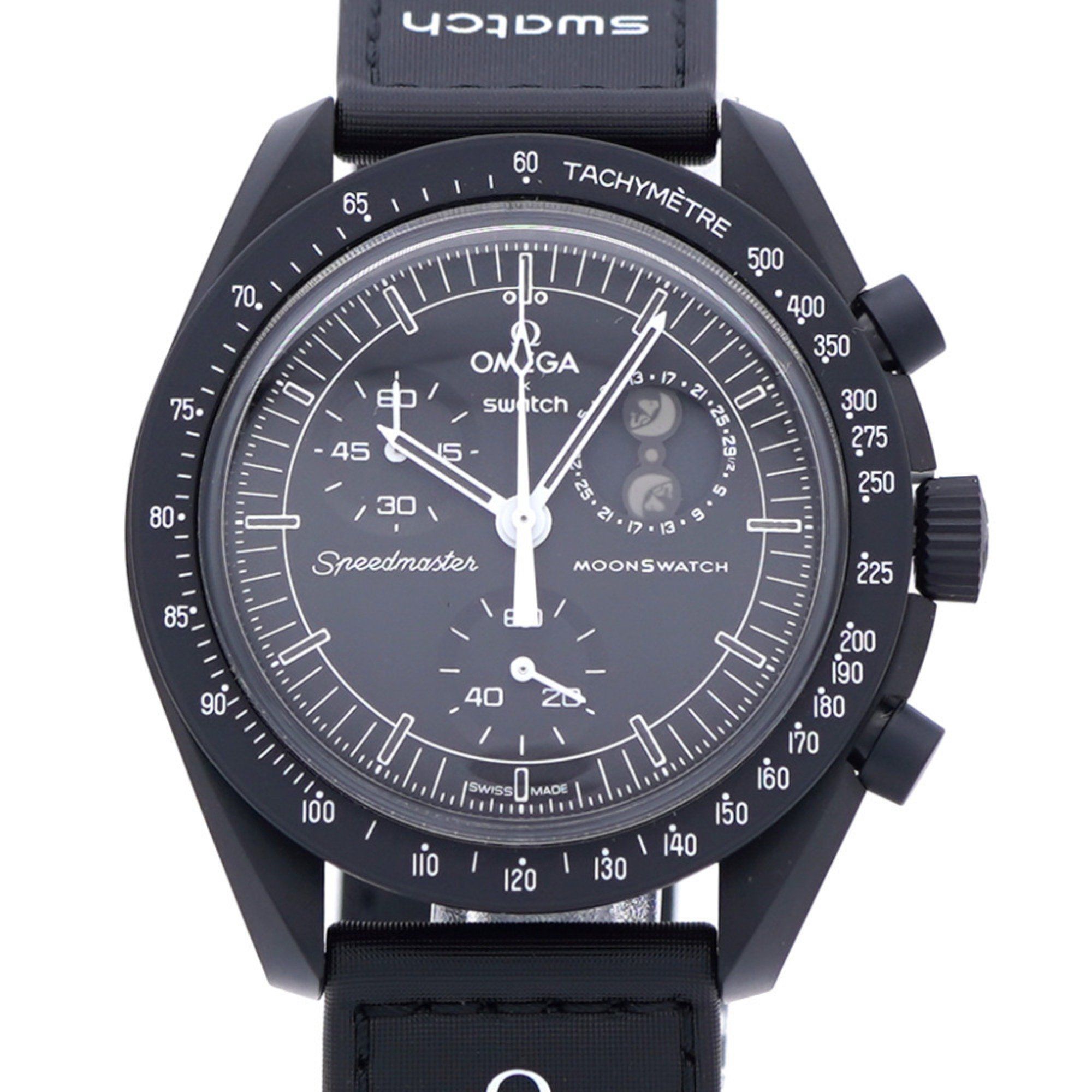 Unused Omega Quartz x Swatch Mission to the Moon Phase Snoopy Speedmaster S033B700 Wristwatch, Nylon