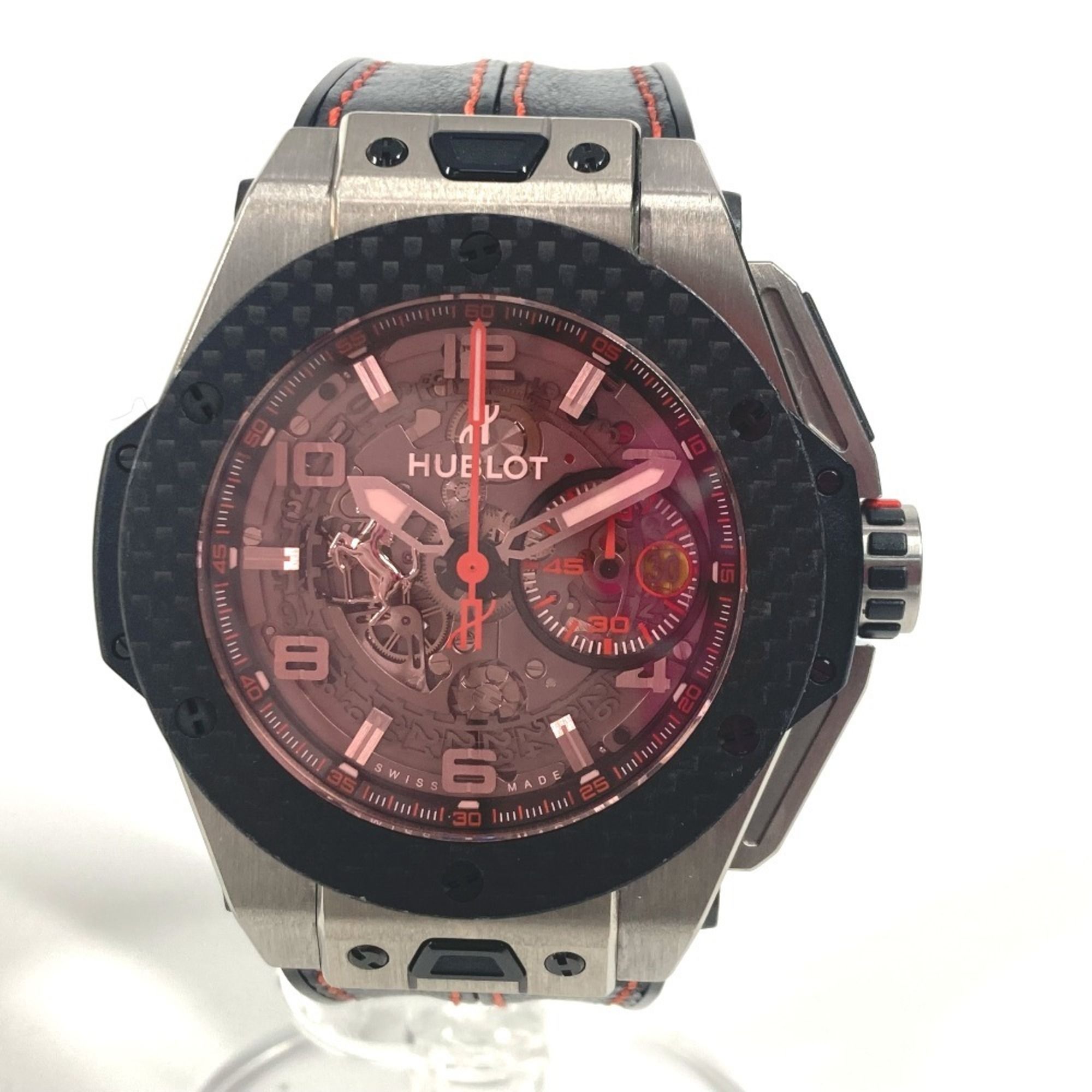 HUBLOT 401.QX.0123.VR Skeleton Big Bang Ferrari Red Magic Watch Men's Leather Rubber