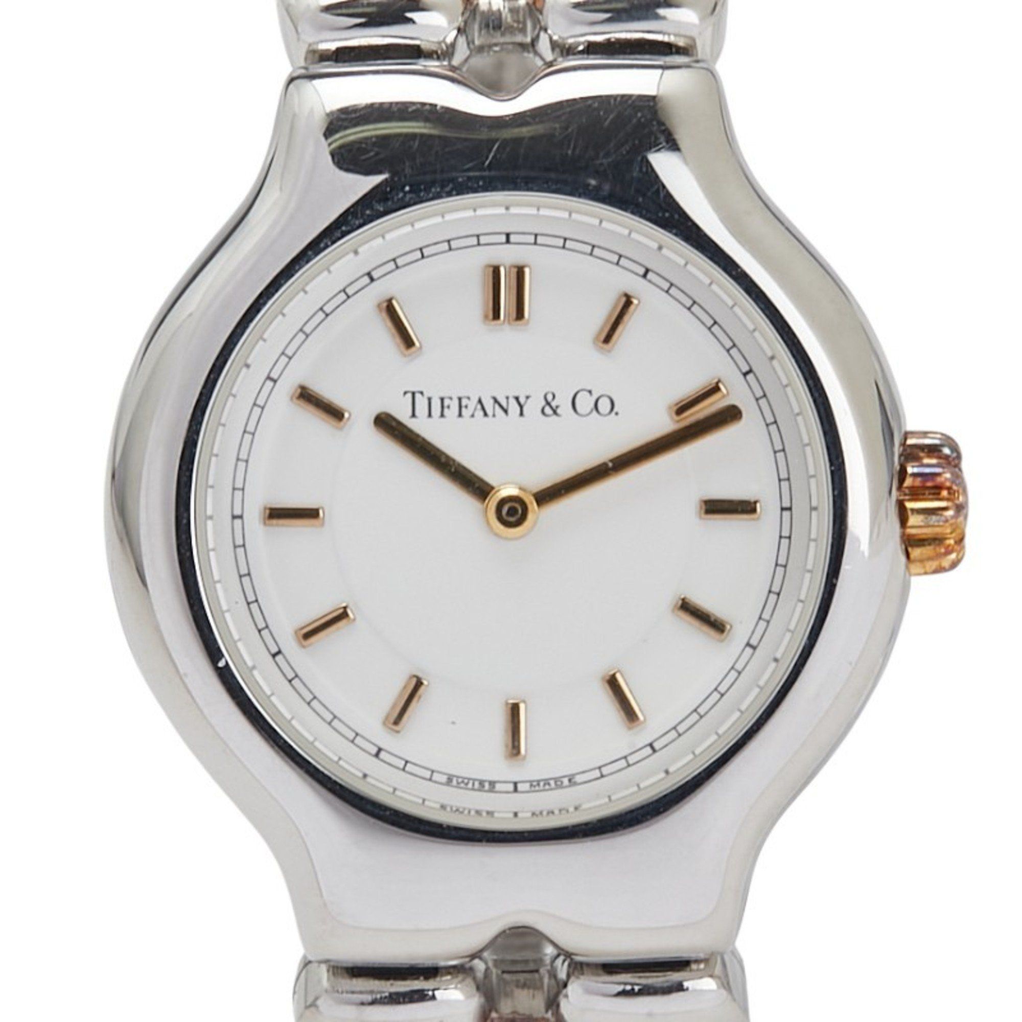 Tiffany & Co. Women's Tisoro Watch L0112, Quartz Movement, White Dial, Stainless Steel, Plated.