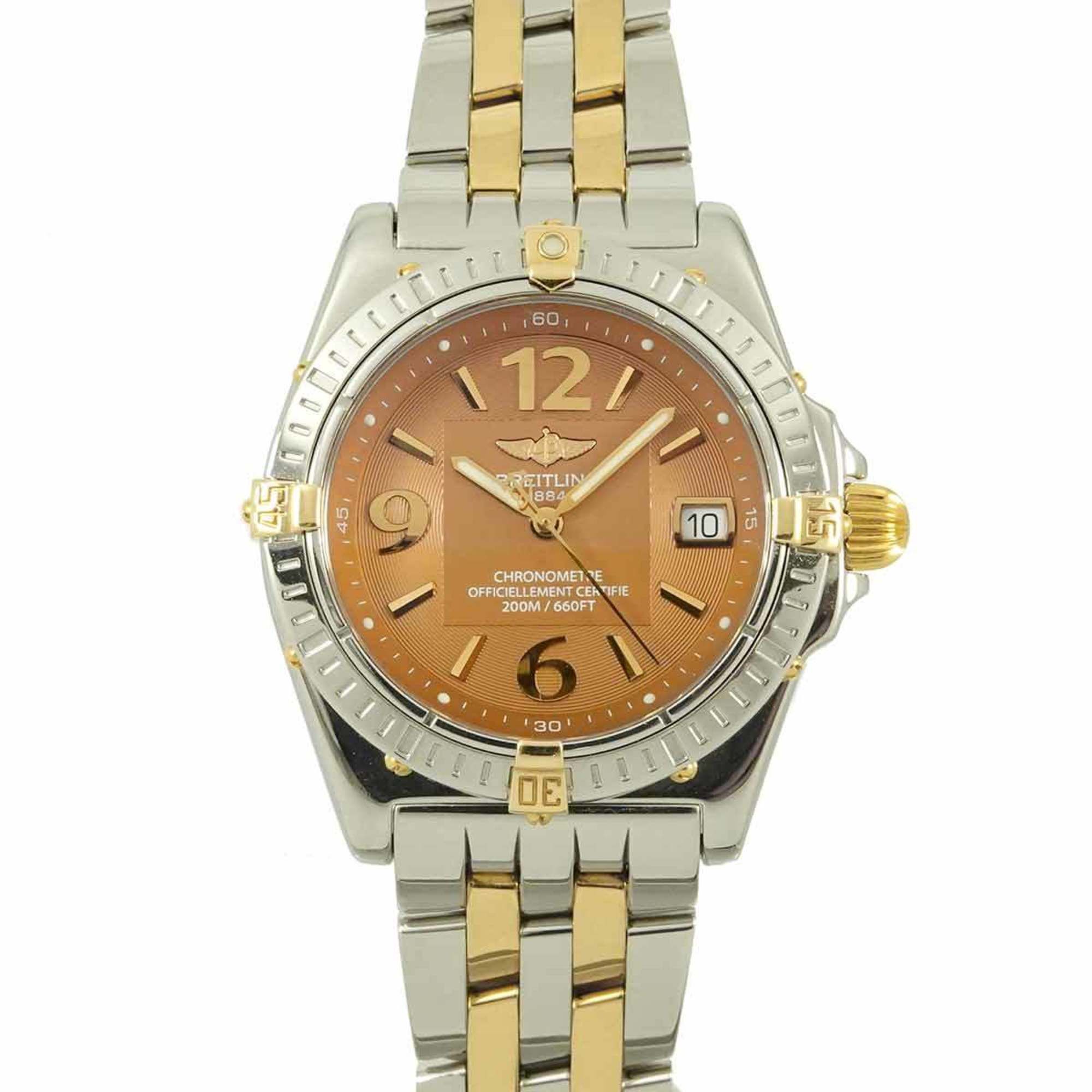 Breitling Calisto Two-Tone Watch B77346 Women's Brown Date Yellow Gold Quartz