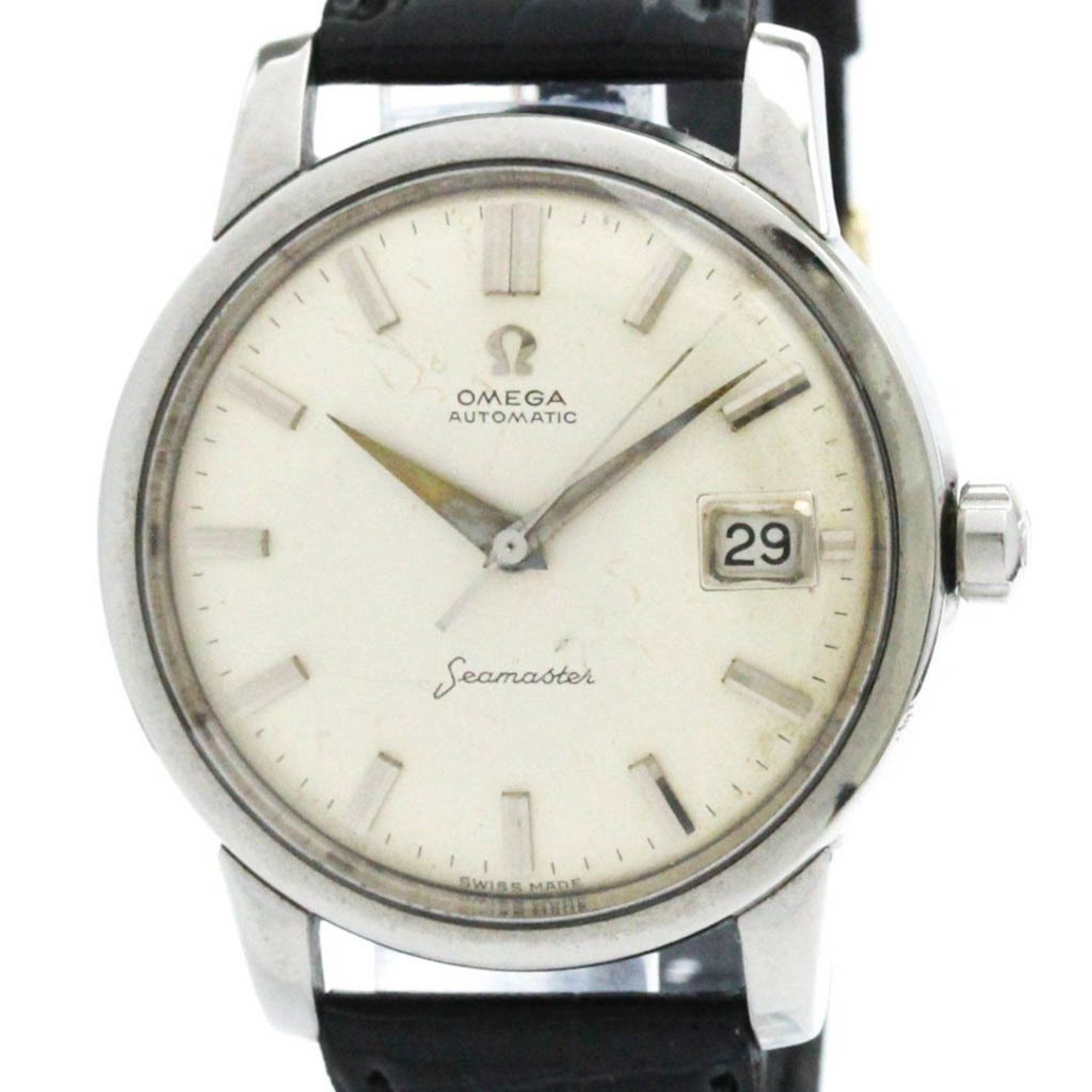 Vintage OMEGA Seamaster Cal 503 Steel Leather Mens Watch 2992