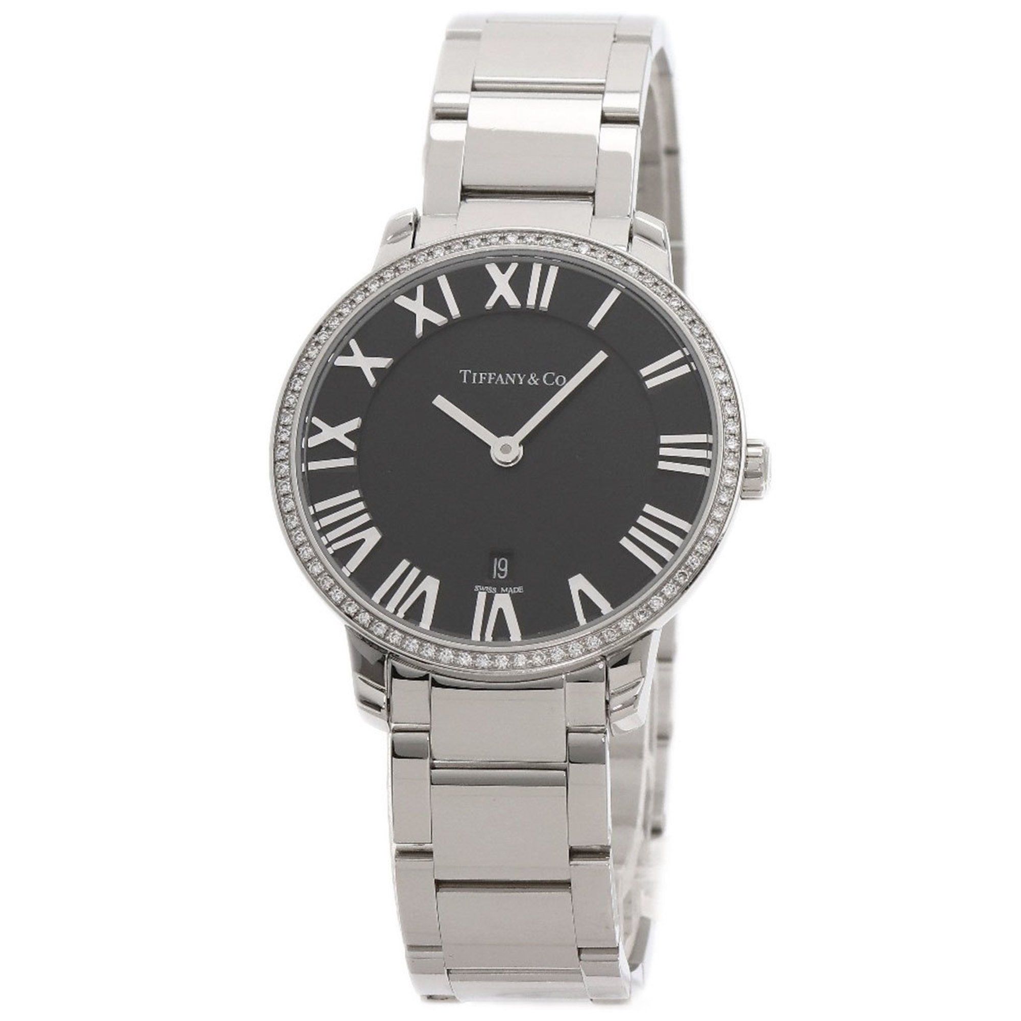 Tiffany Atlas Dome Bezel Diamond Watch Stainless Steel SS Ladies TIFFANY&Co.