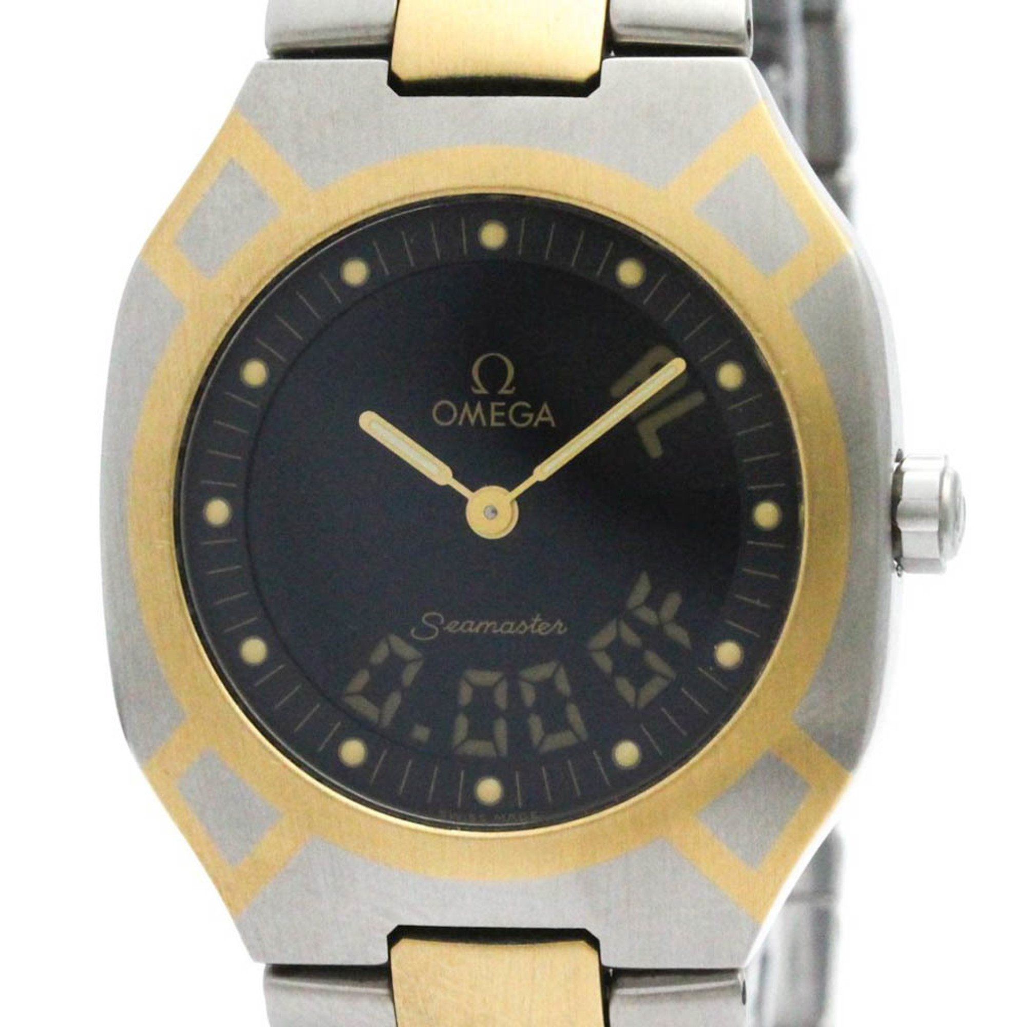 Polished OMEGA Seamaster Polaris Analog Digital 18K Gold Steel Watch