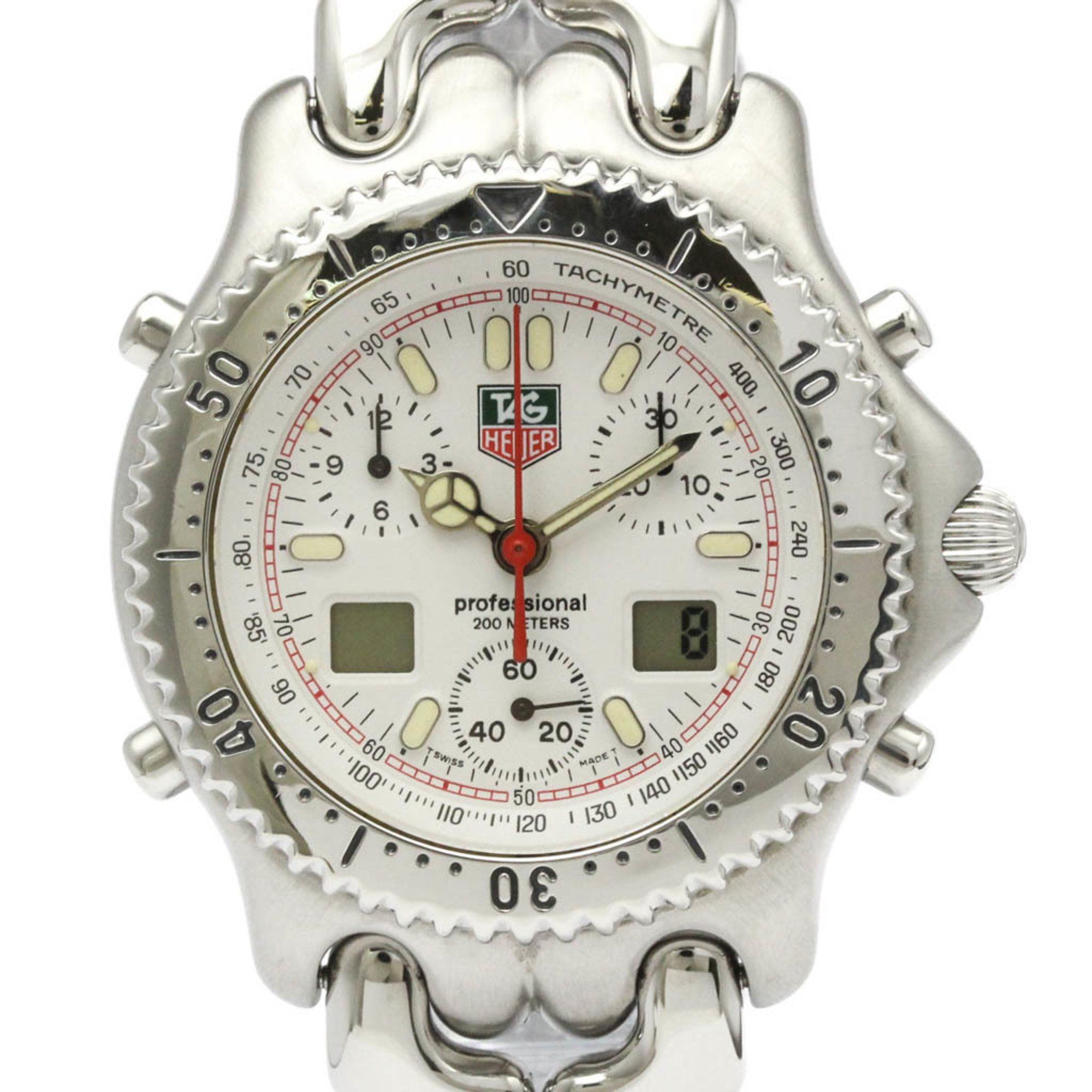 TAG HEUER Sel Chronograph 200M Steel Quartz Mens Watch CG1111 Polished