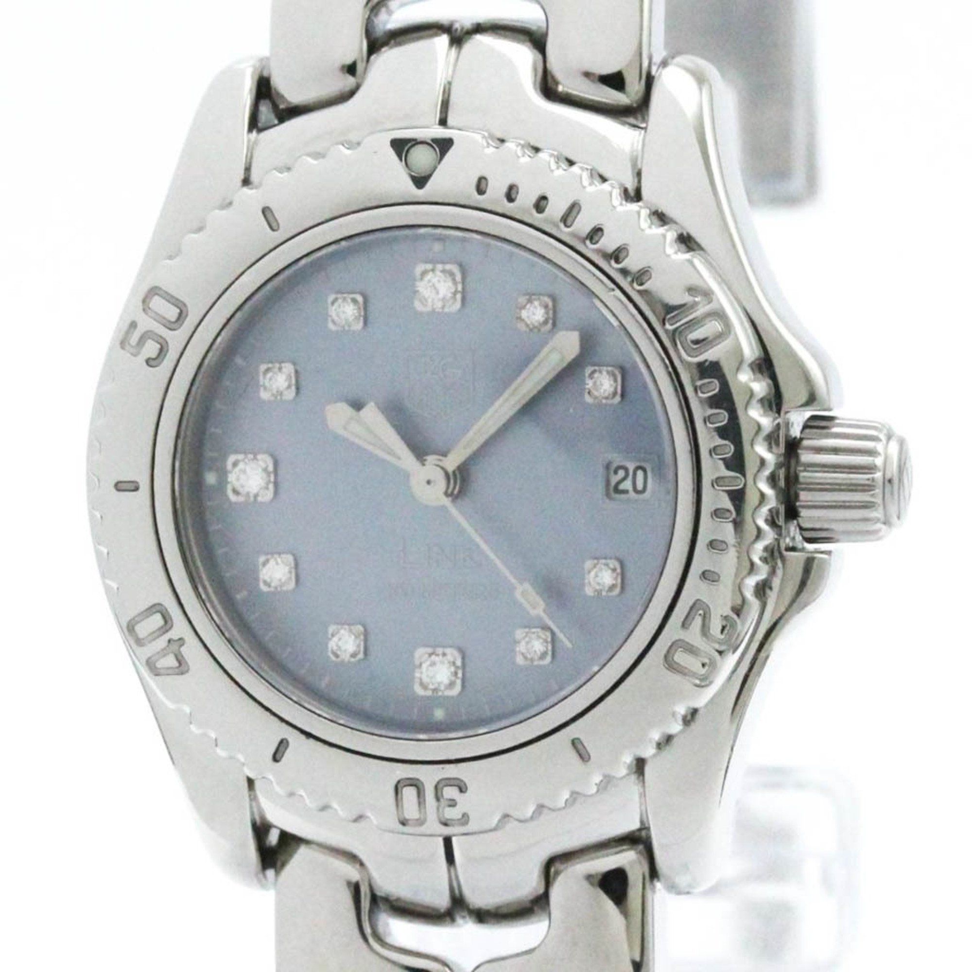 Polished TAG HEUER Link Diamond MOP Dial Steel Quartz Watch WT141C