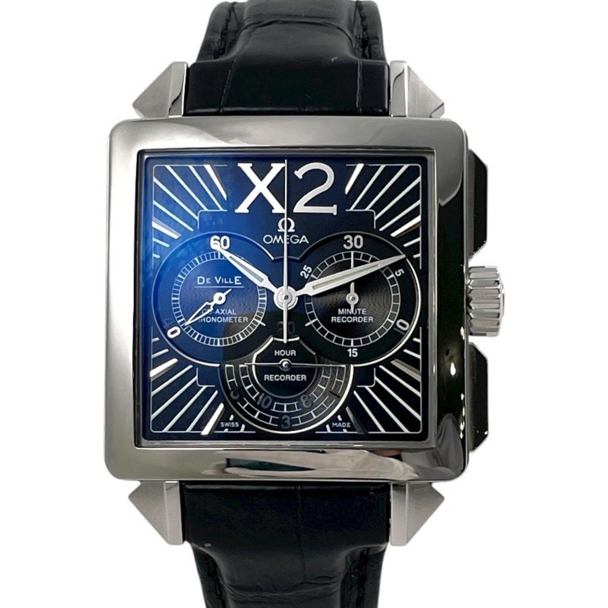 OMEGA De Ville X2 Chronograph 423.13.37.50.01.001 Stainless Steel Leather Men's Automatic Co-Axial W