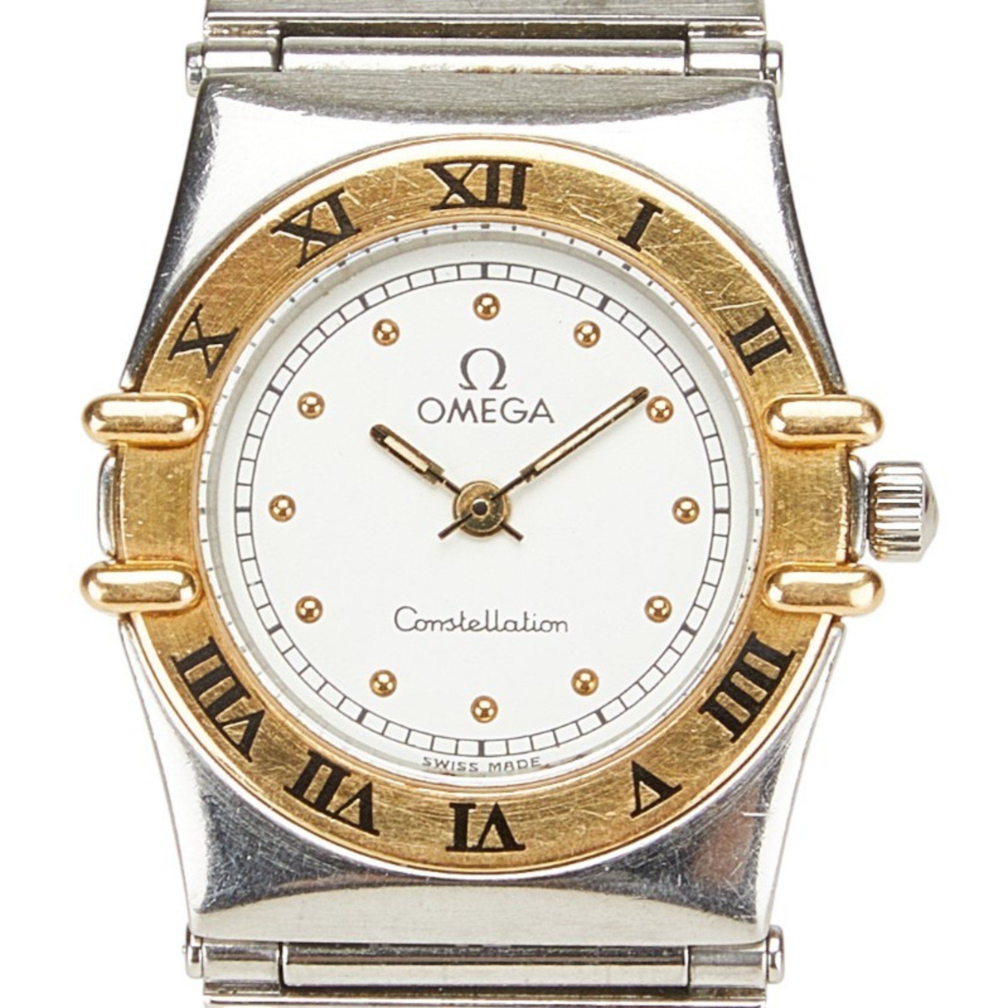 Omega Constellation Watch, Quartz, White Dial, Stainless Steel, Yellow Gold, Women's, OMEGA