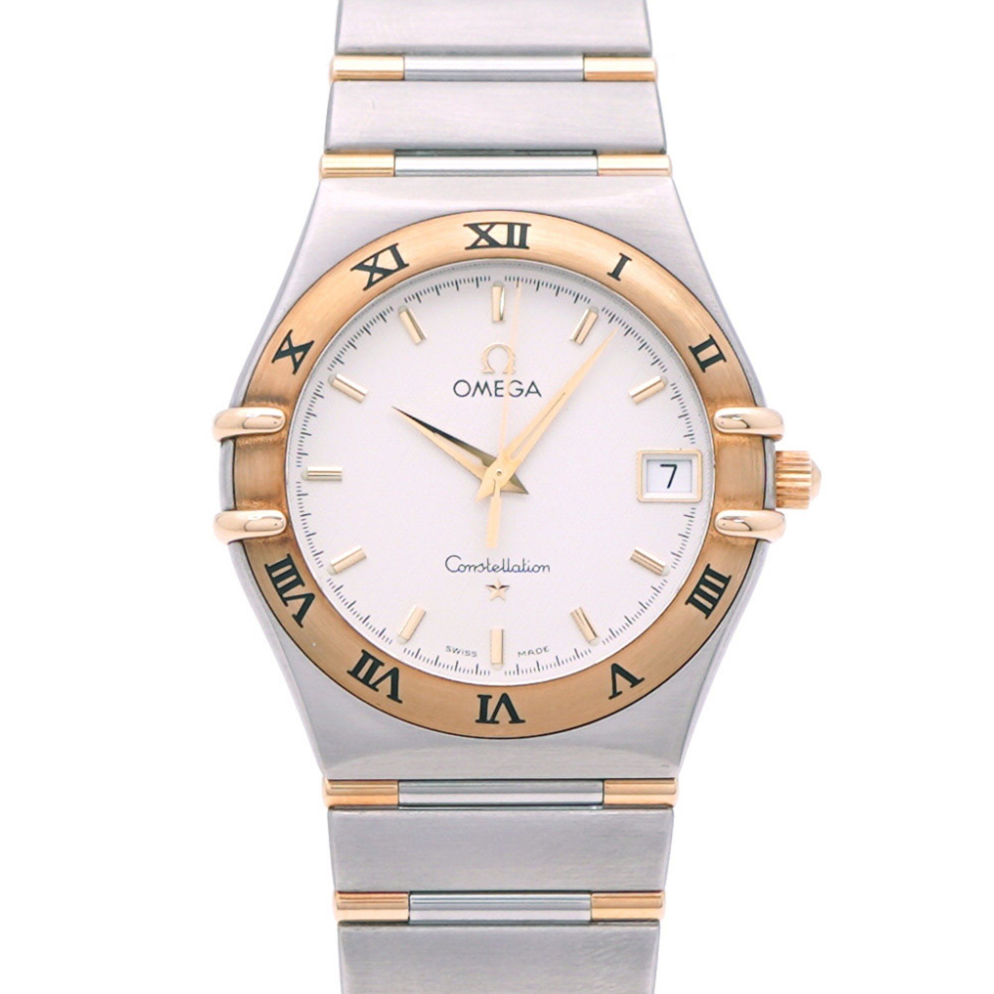 Omega Quartz Constellation Half Bar 1312.30 Watch, 18K Yellow Gold/Stainless Steel, Silver, 0241, OM