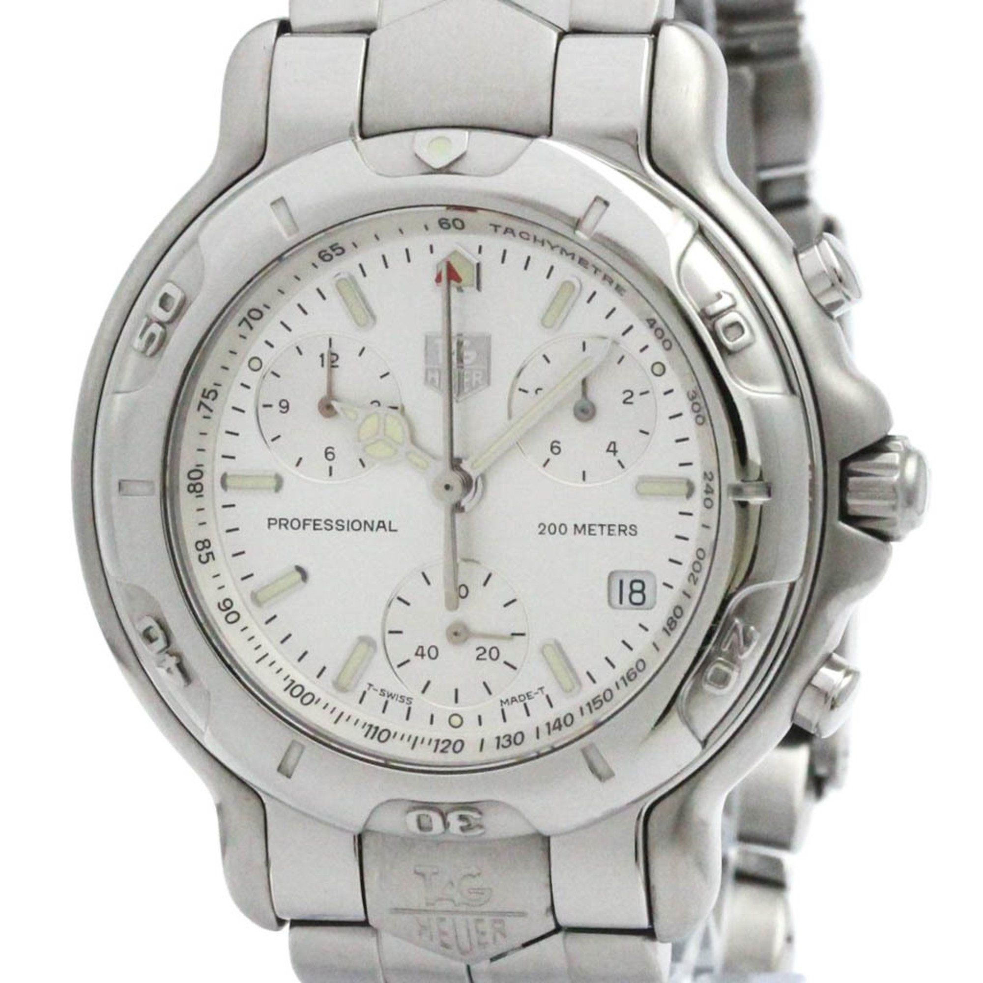 TAG HEUER 6000 Chronogragh Steel Quartz Mens Watch CH1110 Polished