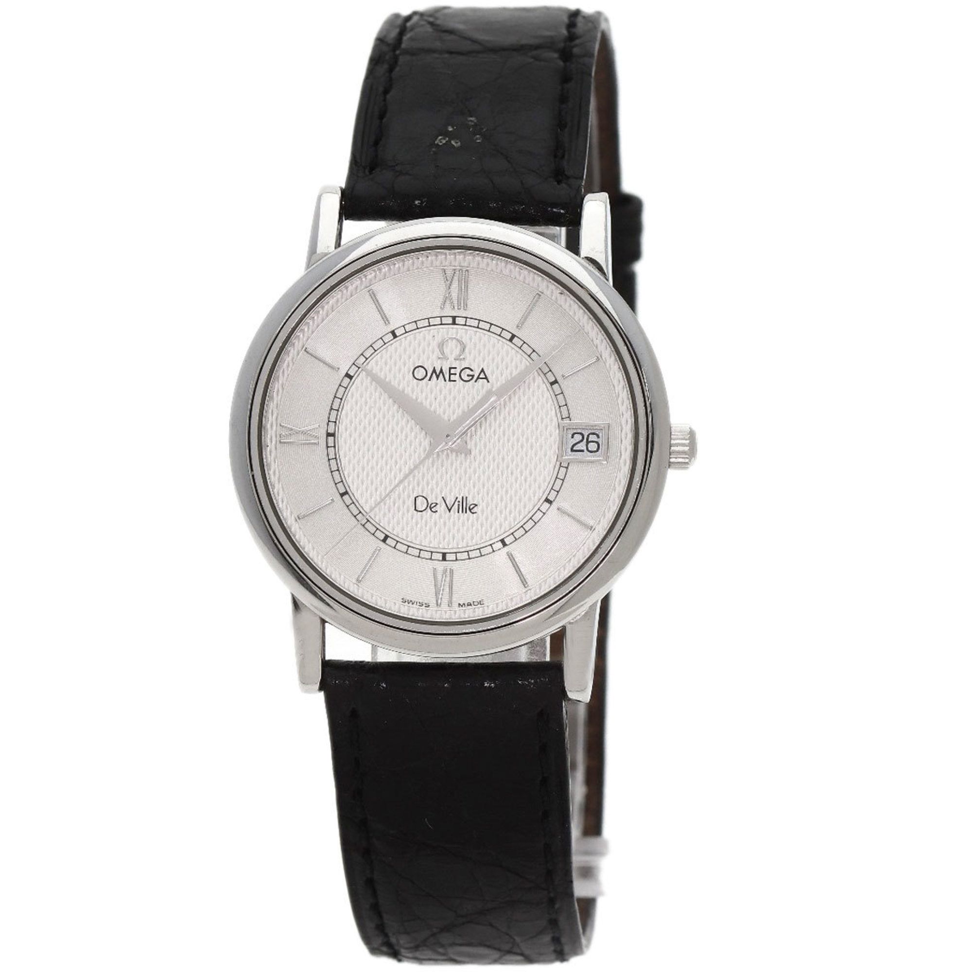 OMEGA 7814.31 Deville Prestige Watch Stainless Steel Leather Men's