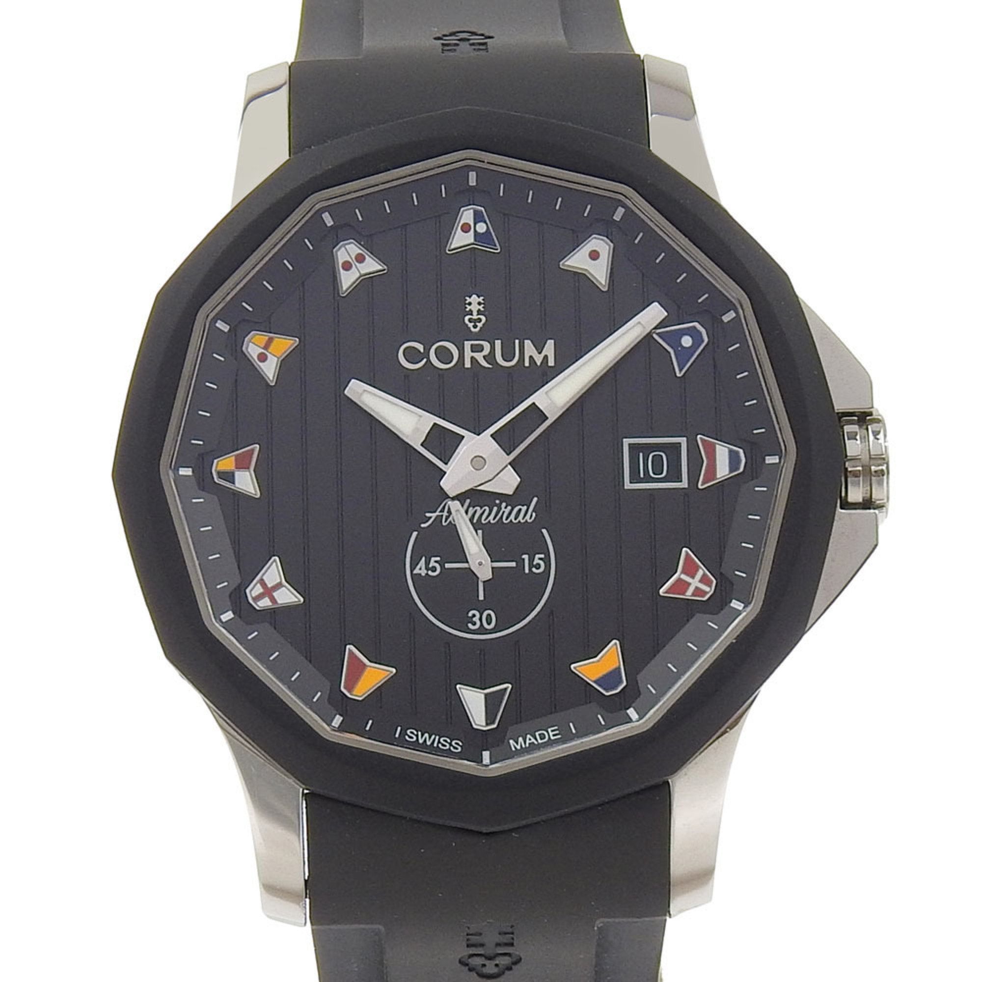 CORUM Admiral 42 Watch 395.102.22/F371AN12 Stainless Steel x Rubber Quartz Analog Display Black Dial