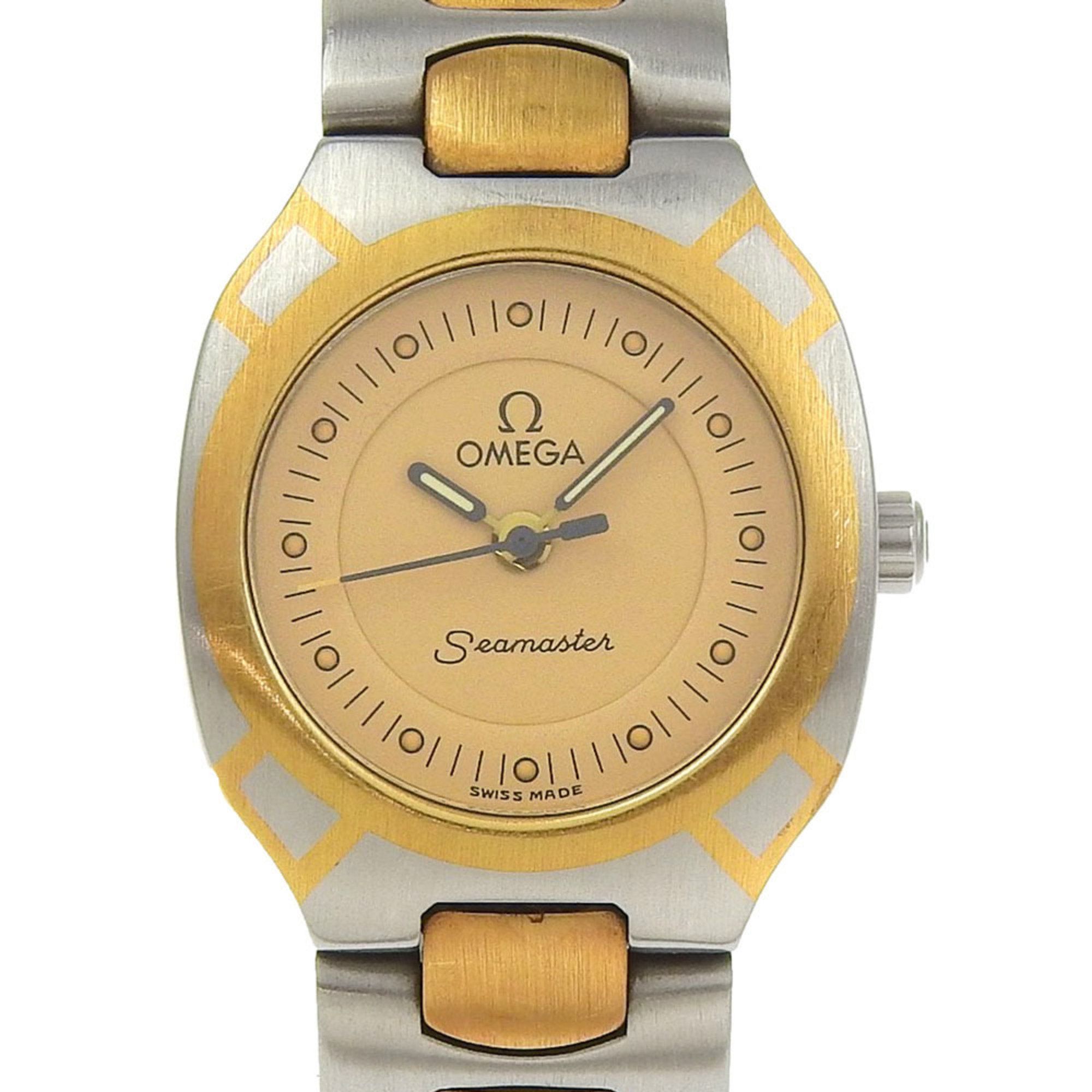 OMEGA Seamaster Polaris watch, caliber 1460, stainless steel with yellow gold dial, 1986, quartz mov
