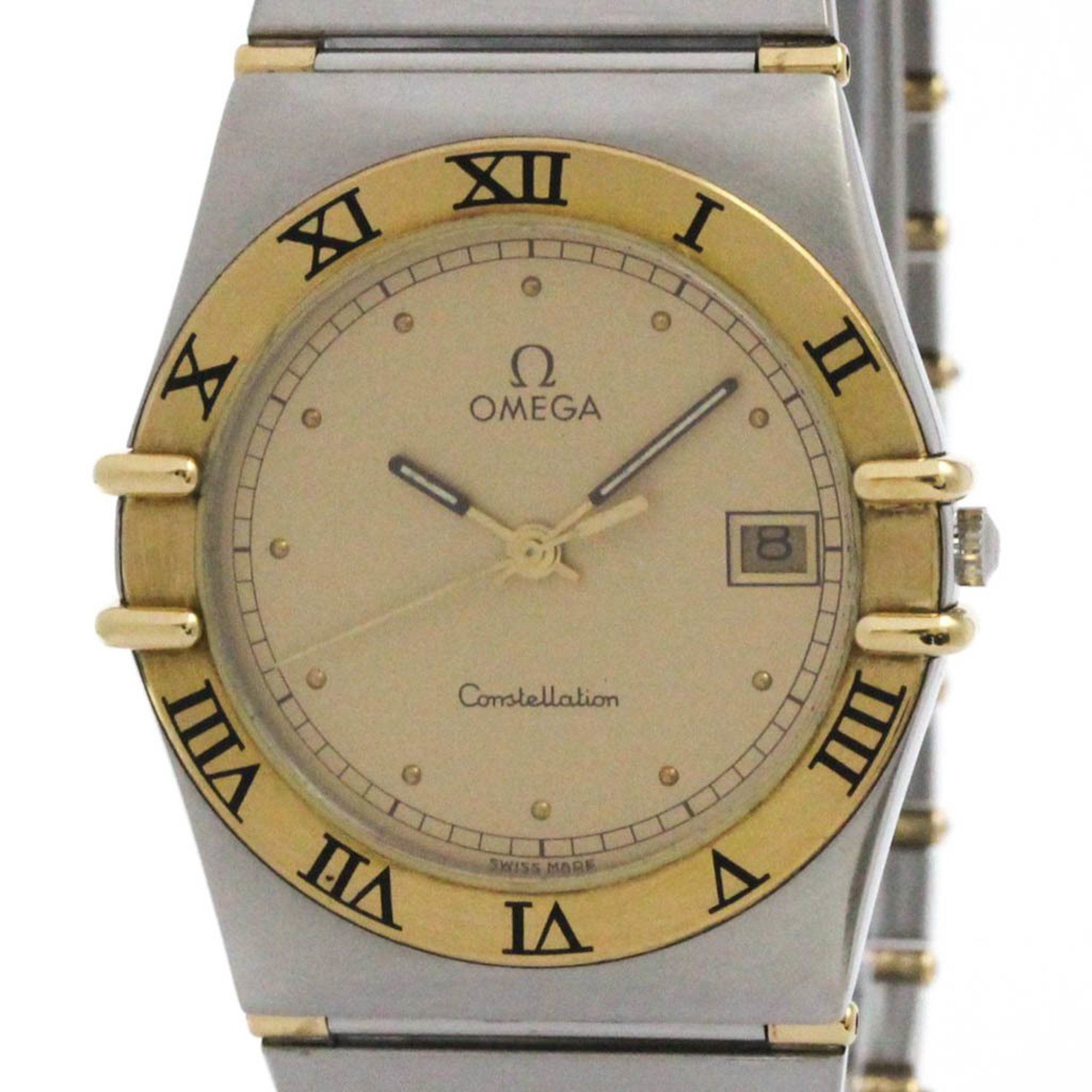 OMEGA Constellation 18K Gold Steel Quartz Mens Watch 396.1070 Polished