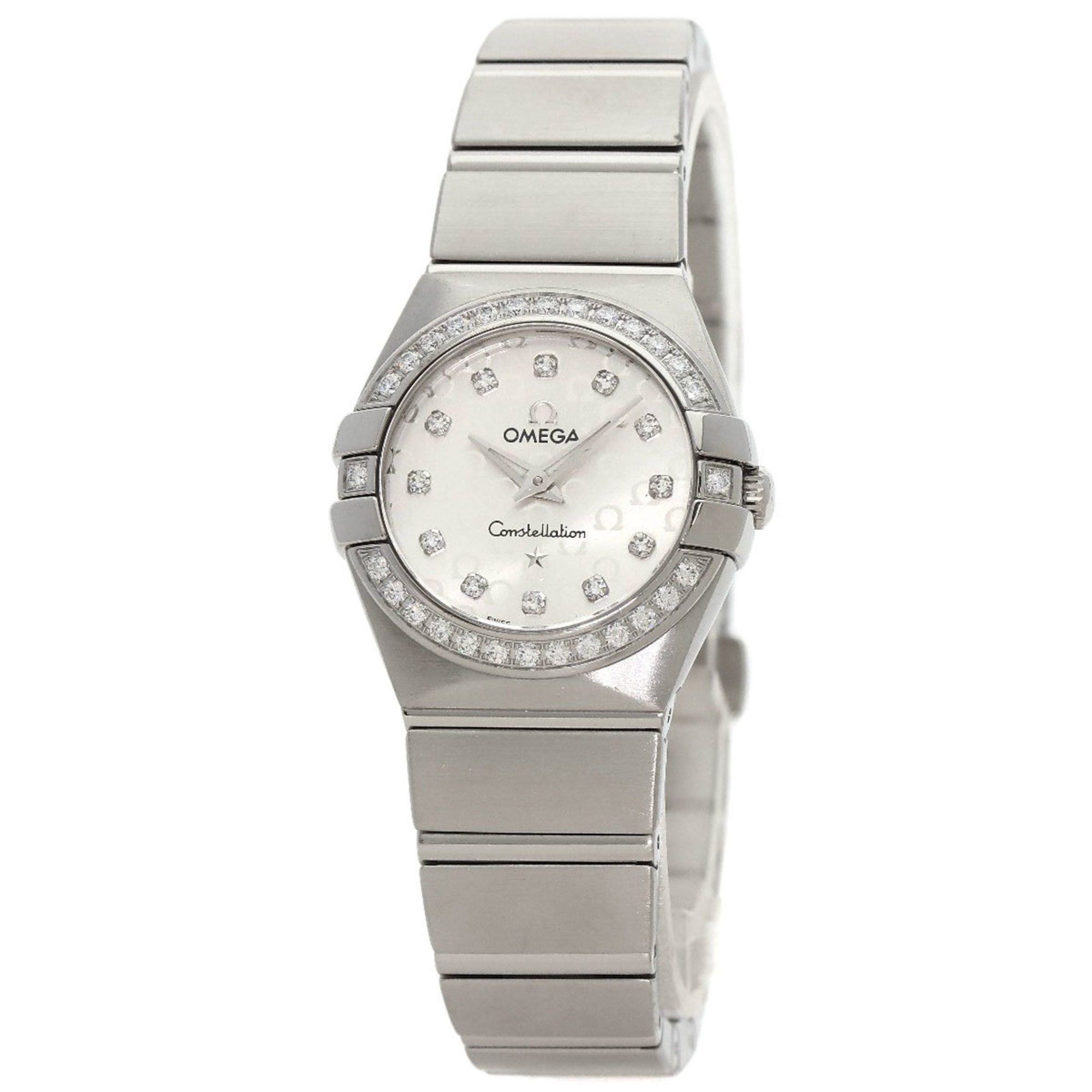 OMEGA 123.15.27.60.52.001 Constellation Brushed Diamond Watch Stainless Steel SS Ladies