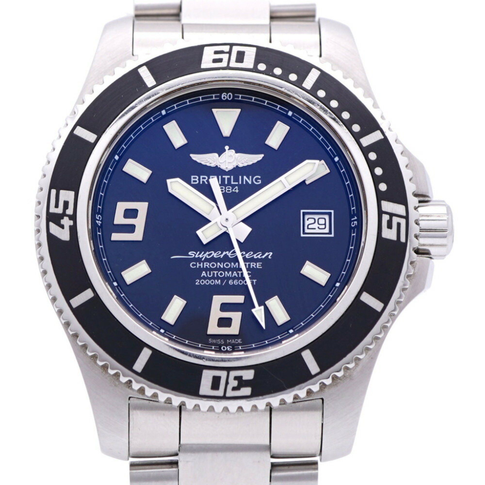 Breitling Superocean 44 A17391 Automatic Watch Stainless Steel Black Dial 0129BREITLING Men's