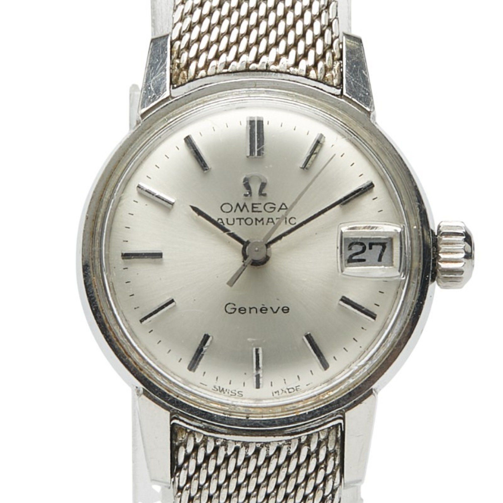 Omega Geneve Automatic Watch with Silver Dial and Stainless Steel Strap (Not Original) for Women