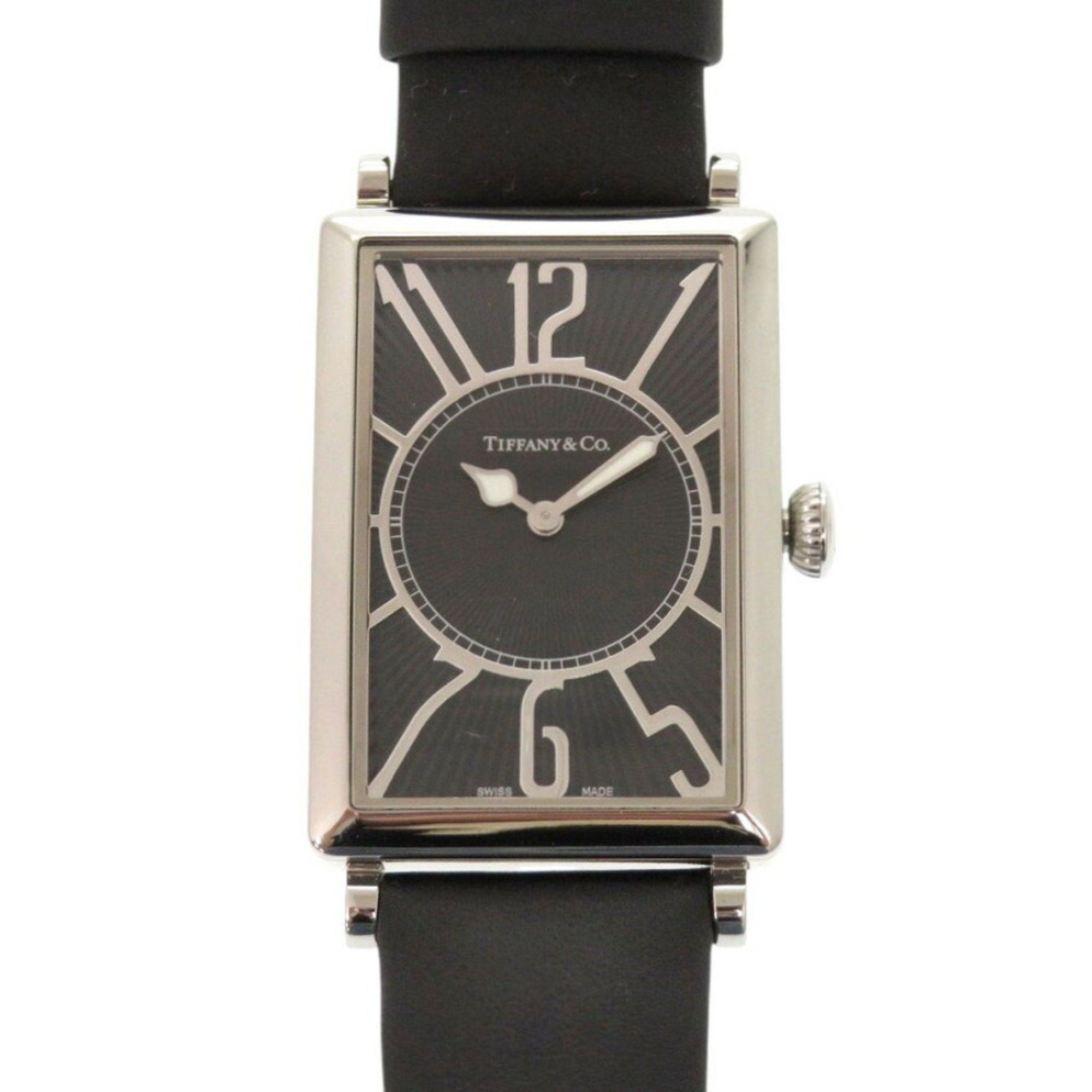 Tiffany Gallery Z3002.10.10A10A68A SS Leather Black Quartz Watch Dial 1597TIFFANY&Co.