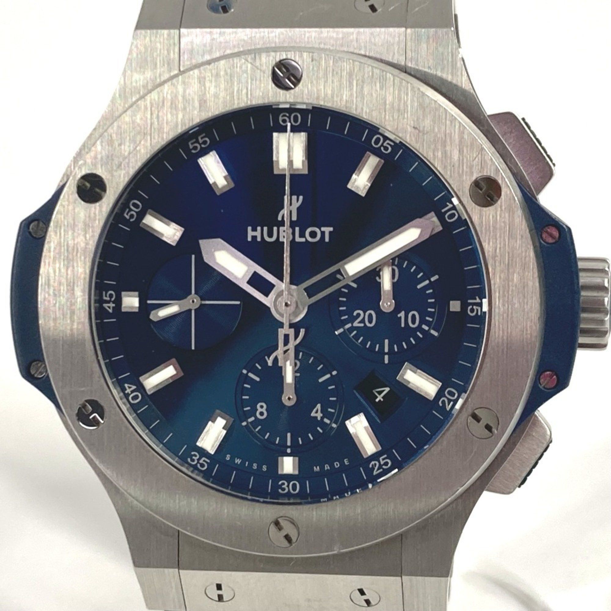 HUBLOT 301.SX.7170.LR Big Bang Steel Blue Chronograph Date Watch Men's Stainless Rubber