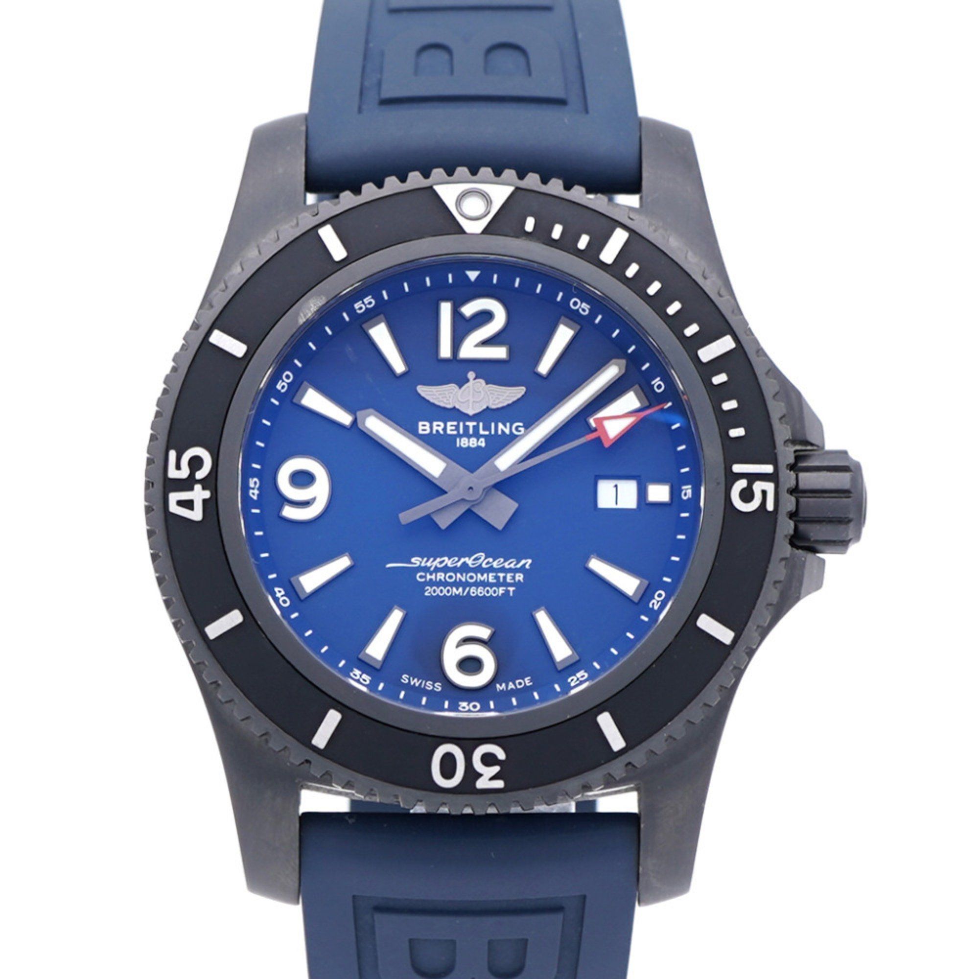 Breitling Superocean Automatic 46 Black Steel M17368 Watch Stainless Steel/Rubber Blue Navy Dial 158