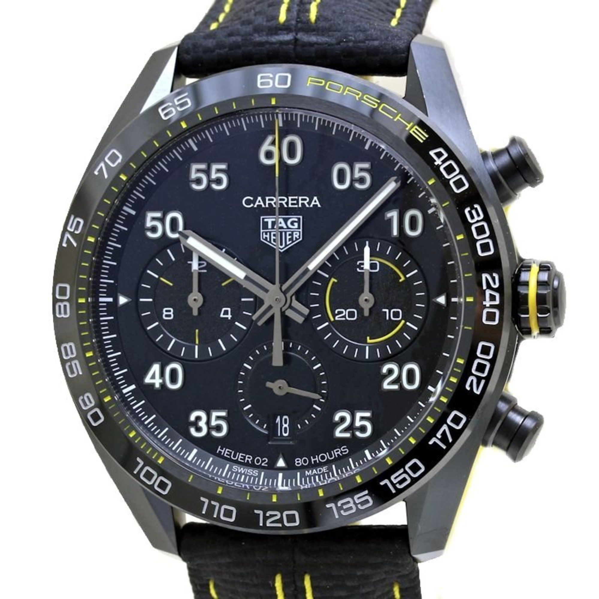 TAG HEUER Carrera Heuer 02 Porsche Limited Edition CBN2A1H.FC6512 Ceramic x SS (DLC) Leather Men's 3
