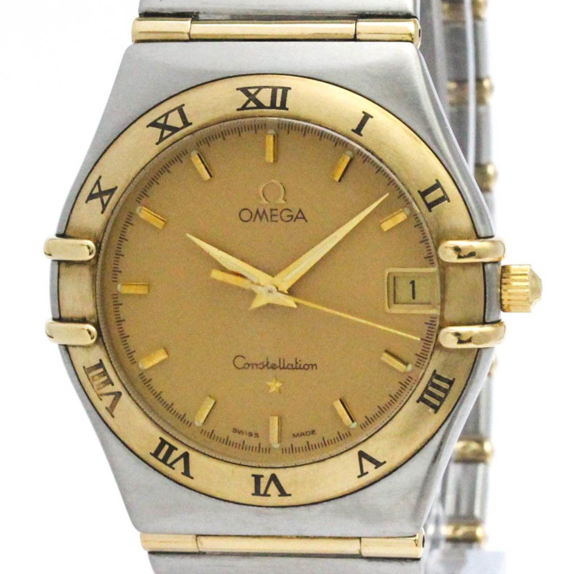 OMEGA Constellation 18K Gold Steel Quartz Mens Watch 1212.10 Polished