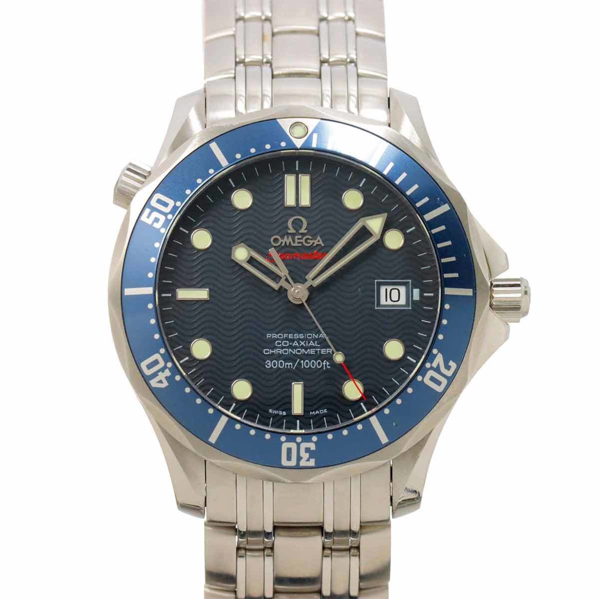 OMEGA Seamaster Professional 300 Co-Axial Chronometer 2220 80 Men's Watch with Date, Navy Blue, Auto