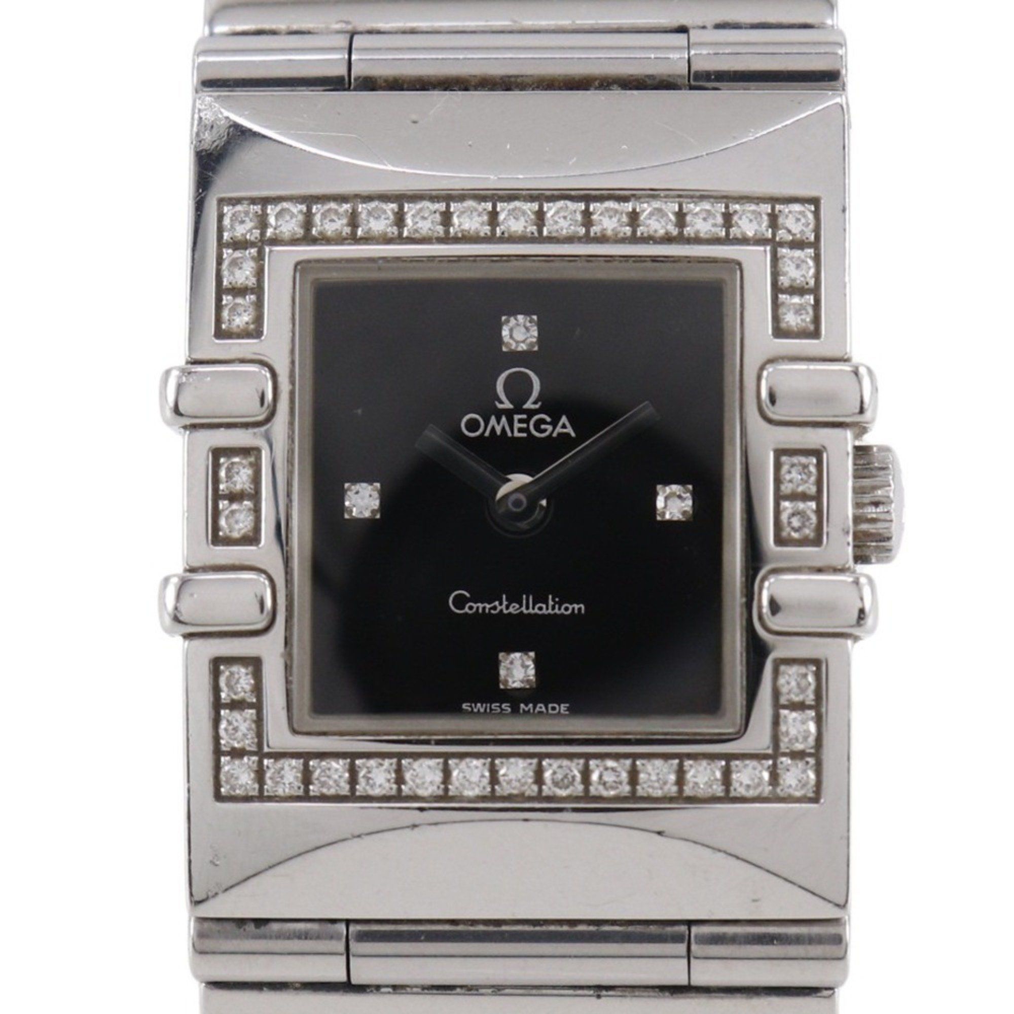 OMEGA Constellation Carree Watch, cal. 1376 1528.46, stainless steel with diamonds, 1998, quartz mov