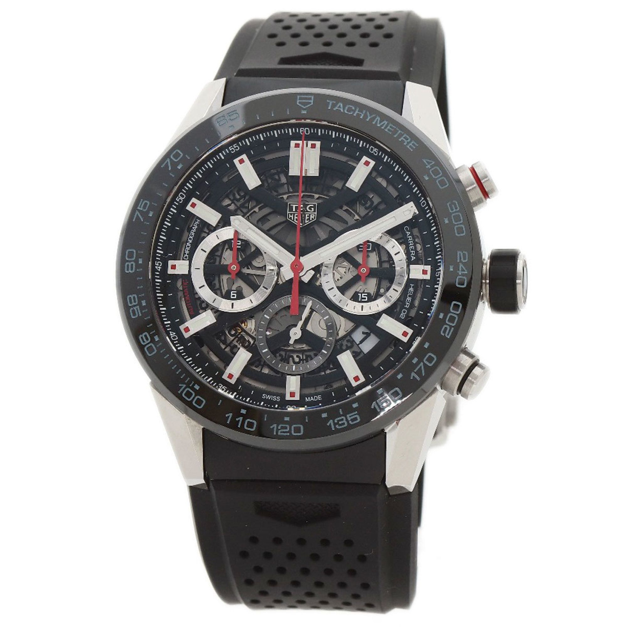 TAG Heuer CBG2A10 Carrera Calibre 02 Watch Stainless Steel Rubber Ladies HEUER