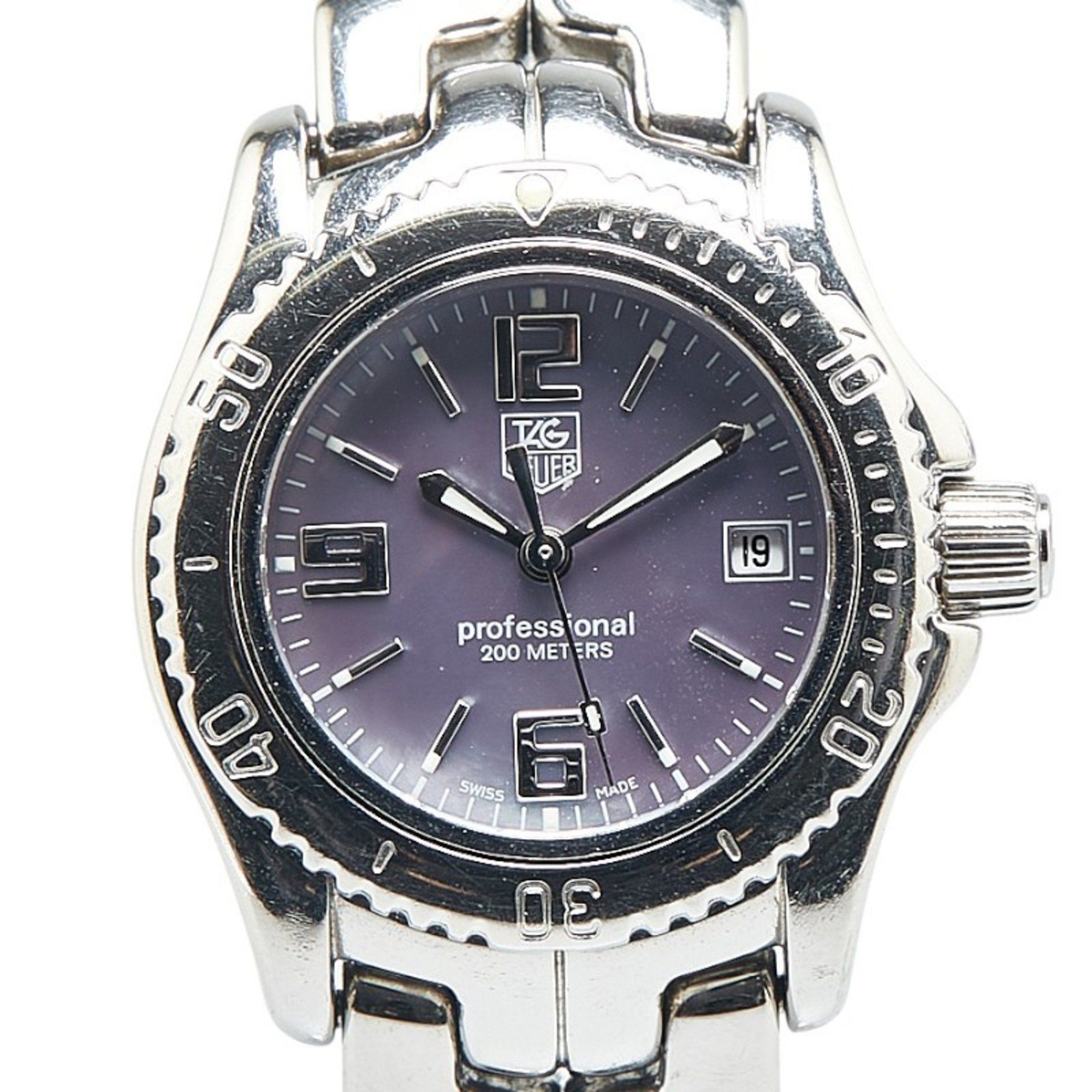 TAG Heuer Link Watch WT141B Quartz Purple Dial Stainless Steel Women's HEUER