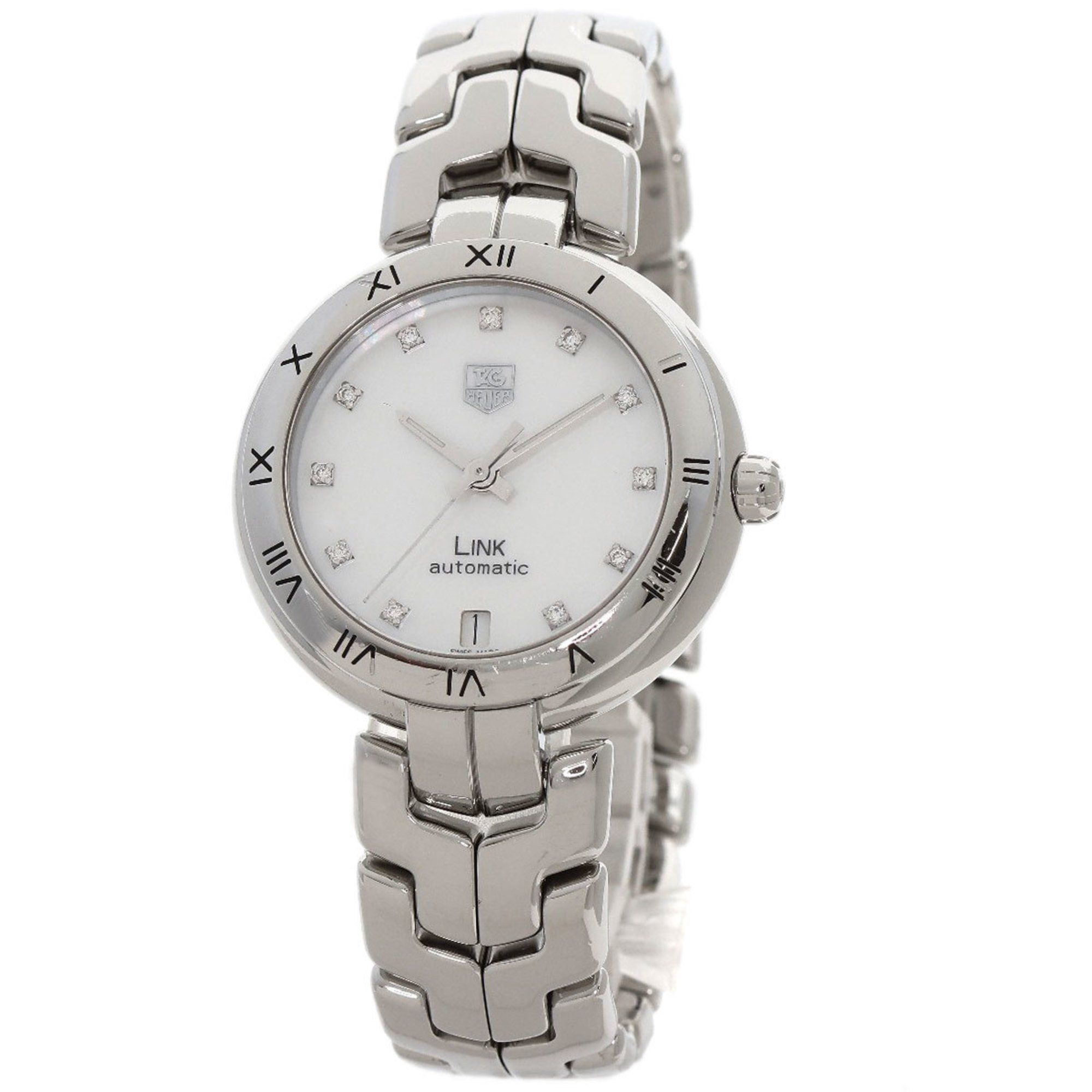 TAG Heuer WAT2315 Link Calibre 7 11P Diamond Watch Stainless Steel SS Men's HEUER