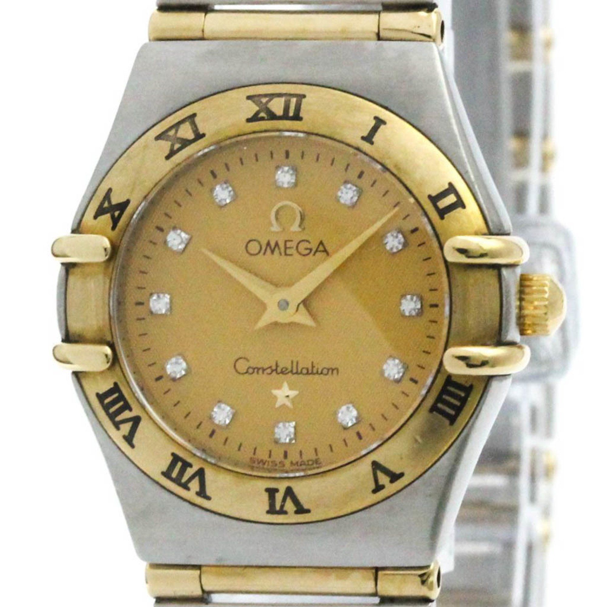 Polished OMEGA Constellation Diamond 18K Gold Steel Watch 1262.15
