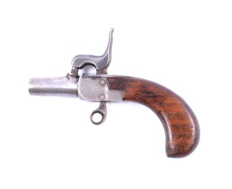 Small percussion pistol, 3cm barrel, ring trigger, 10cm.