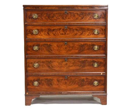 Victorian mahogany chest of drawers, the upper drawer fitted with three compartments with sliding pine covers, above four oth