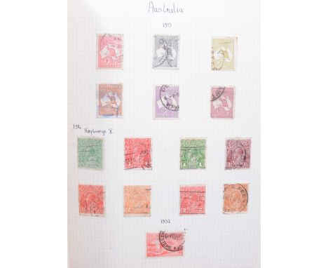 Stamp album, unperforated Penny Red, early Victorian high value stamps and other British and Commonwealth stamps, 1945 King G