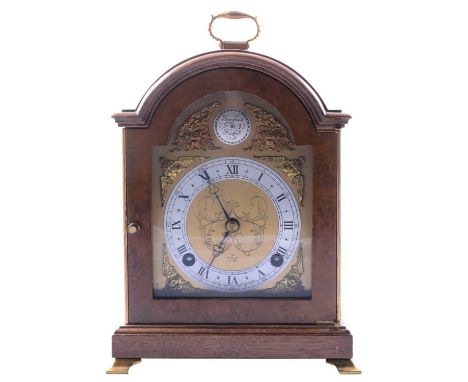 Elliott mantel clock, Georgian style, burr walnut domed case, the movement striking on a bell, 26cm.Condition report:There is