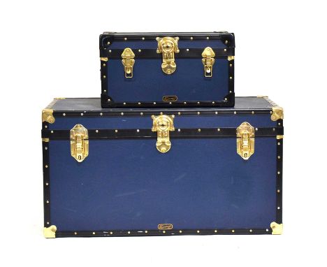 Modern school trunk, 91cm, (with keys); and a tuck box, 52cm.Qty: 2