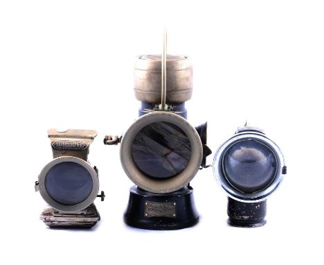 Vintage Lucas cycle lamp, a Lucas Calcia-Cade lamp and a hand lamp.Qty: 3