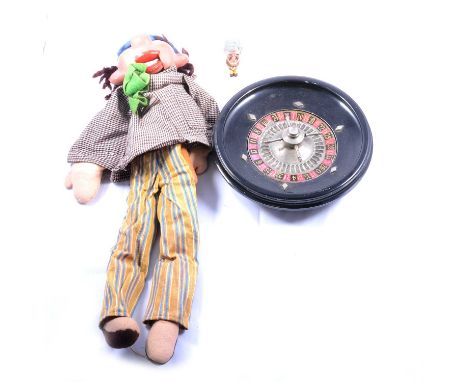 Collection of vintage toys and games, to include snooker balls, roulette wheel and chips, Monopoly, Ludo, playing cards, Pelh