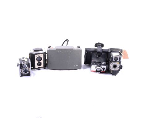 Cameras, including Polaroid Colourpack 80 camera, Polaroid 340, Rondine, Coronet Popular Twelve and Brownie Reflex.