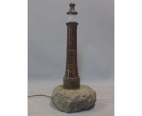 Light House lamp, Serpentine Marble H 62 cm, W 21 cm (base diameter) 