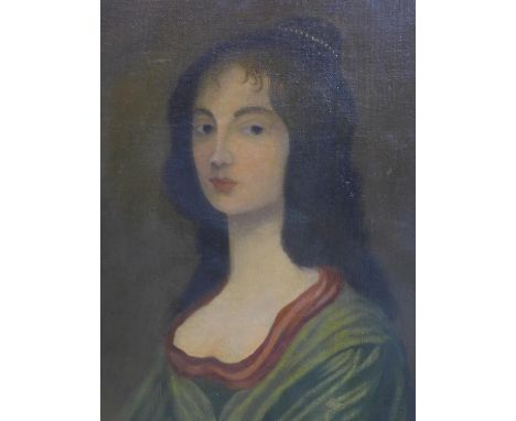 Late 19th century school, Portrait of a Lady, oil on canvas laid down on board, unsigned, 54 x 43cm 