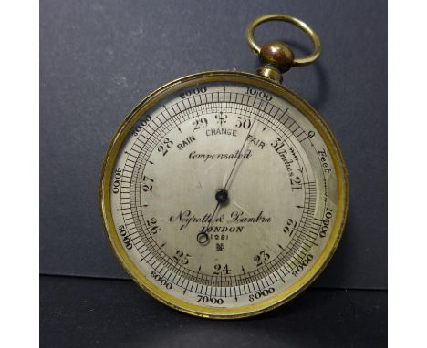Pocket Barometer Altimeter with Gilt Brass Case by Negretti &amp; Zambra c1908 