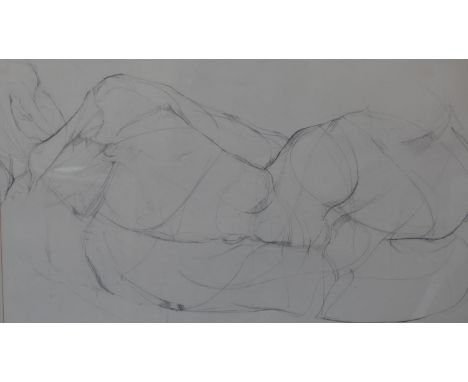 Vanessa Pomeroy, life drawing of a nude lady, pencil sketch, 58 x 95cm 
