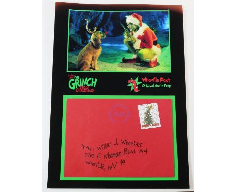 How the Grinch Stole Christmas (2000) Original Prop Whooville Mail- a red stamped addressed envelope, addressed to Mr. Wilbur