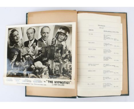 The Hypnotist (1957) - Original Bound Release Film Script, as used by producer, Alec. C. Snowden, Merton Park Studios, London