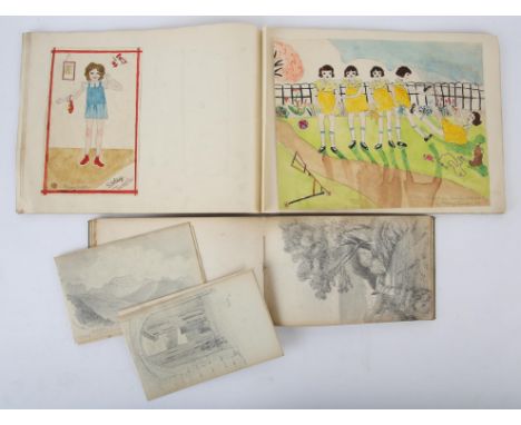 Christine Glanville (British, 1924-1999) Original Sketch book, 1936-1937.- a Red Book System Sketch Book, for the discovery a