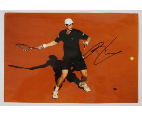 Andy Murray.- Autographed colour photograph, signed in black marker pen by the British player, Murray has reached eleven majo